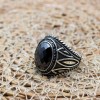 Turkish Handmade Silver Men's Ring, Men's Handmade Ring, Yemeni Men's Ring, Onyx Ring, Ottoman Ring, Gift for Him, 925k Sterling Silver,