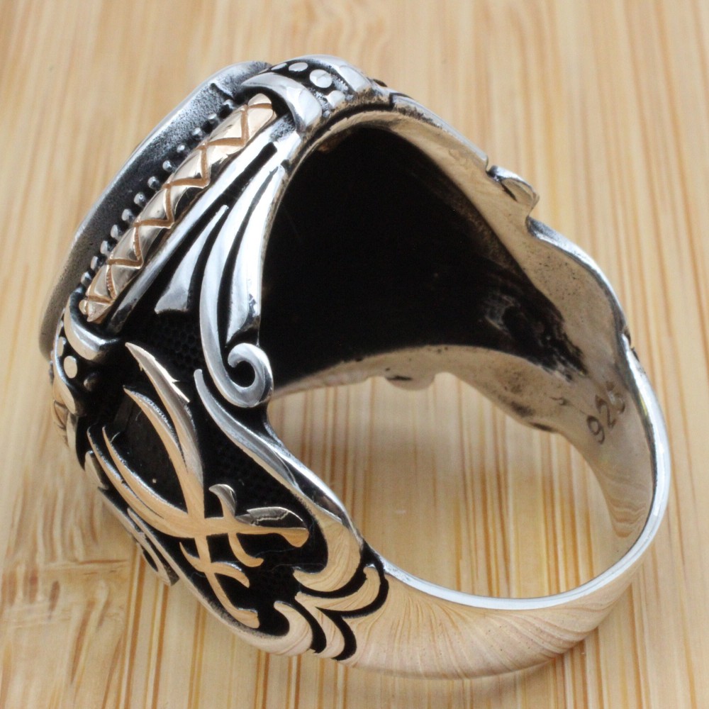 Citrine Topaz Men's Ring, Handmade Ring, Turkish Handmade Silver Men Ring, Men Ring, Men's Jewelry, Gift for Him, 925k Sterling Silver Ring,