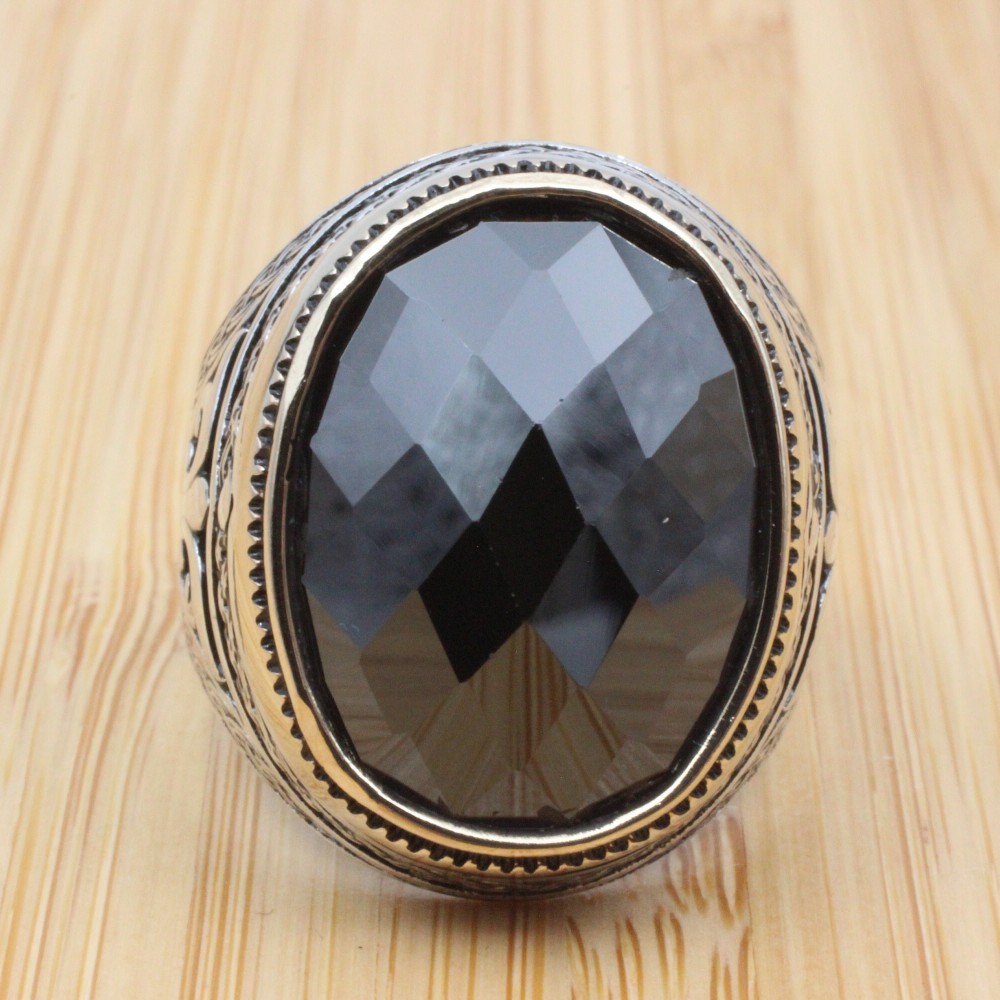 Men's Handmade Ring, Turkish Handmade Silver Men's Ring, Ottoman Men Ring, Onyx Ring, Men's Jewelry, Gift for Him, 925k Sterling Silver Ring