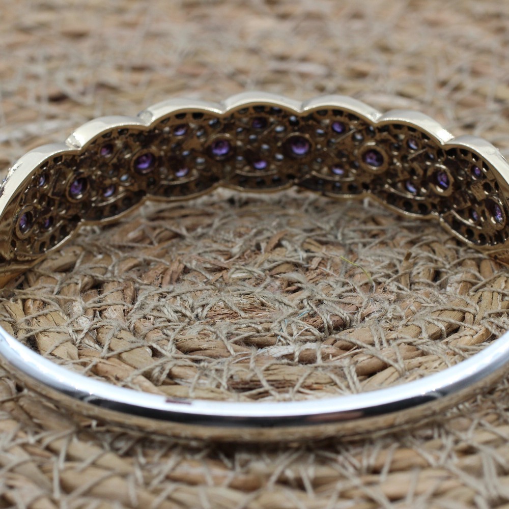 Amethyst Bracelet, Ottoman Bracelet, Handmade Bracelet, Bangle Cuff, Turkish Handmade, Bangle Bracelet, Gift for Her, 925k Sterling Silver