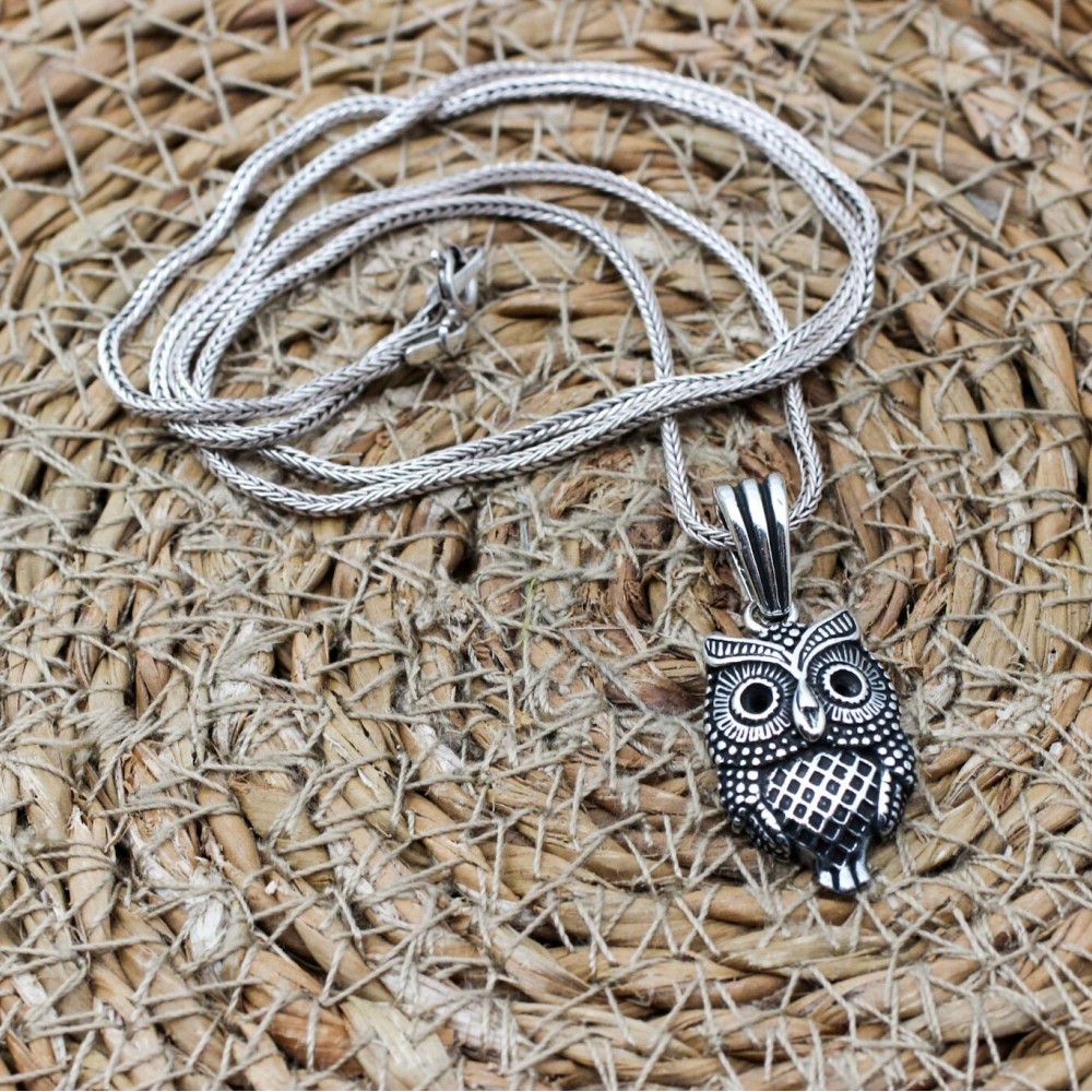 Men's Necklace, Mens Pendant, Owl Pendant, Turkish Handmade, Owl Necklace, Mens Jewelry, Gift for Him, 925 Sterling Silver, Pendant, Owl