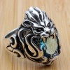 Lion Men's Ring, Aquamarine Ring, Turkish Handmade Sterling Silver Ring, Silver Lion Ring, Animal Wrap Ring, Lion Ring, 925K Sterling Silver