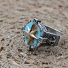 Turquoise Compass Ring, Men's Ring, Handmade Ring, Turkish Handmade Anchor Ring, Men's Jewelry, Gift for Him, 925k Sterling Silver Ring
