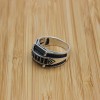 Turkish Handmade Silver Men's Ring, Men's Handmade Ring, Men's Ring, Onyx Men's Ring, Ottoman Mens Ring, Gift for Him, 925k Sterling Silver,