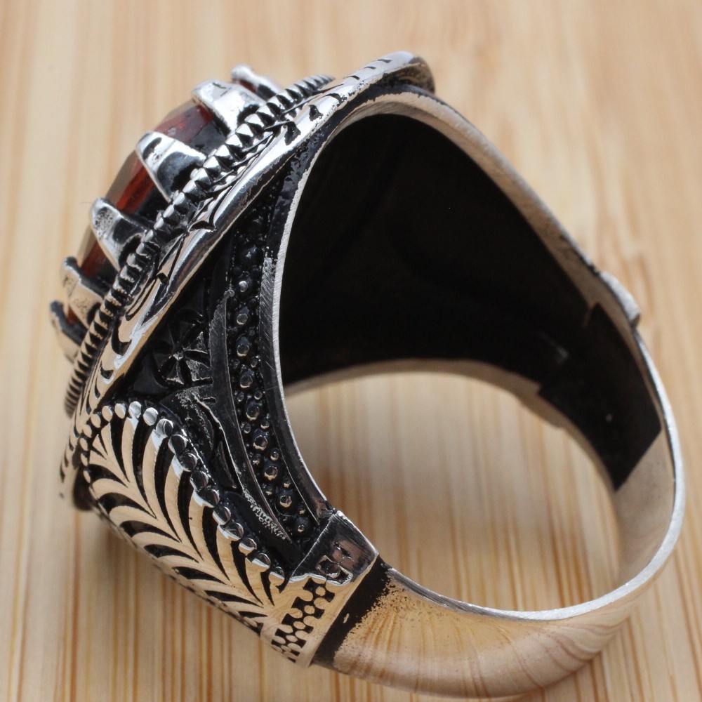 Men's Handmade Ring, Turkish Handmade Silver Men Ring, Ottoman