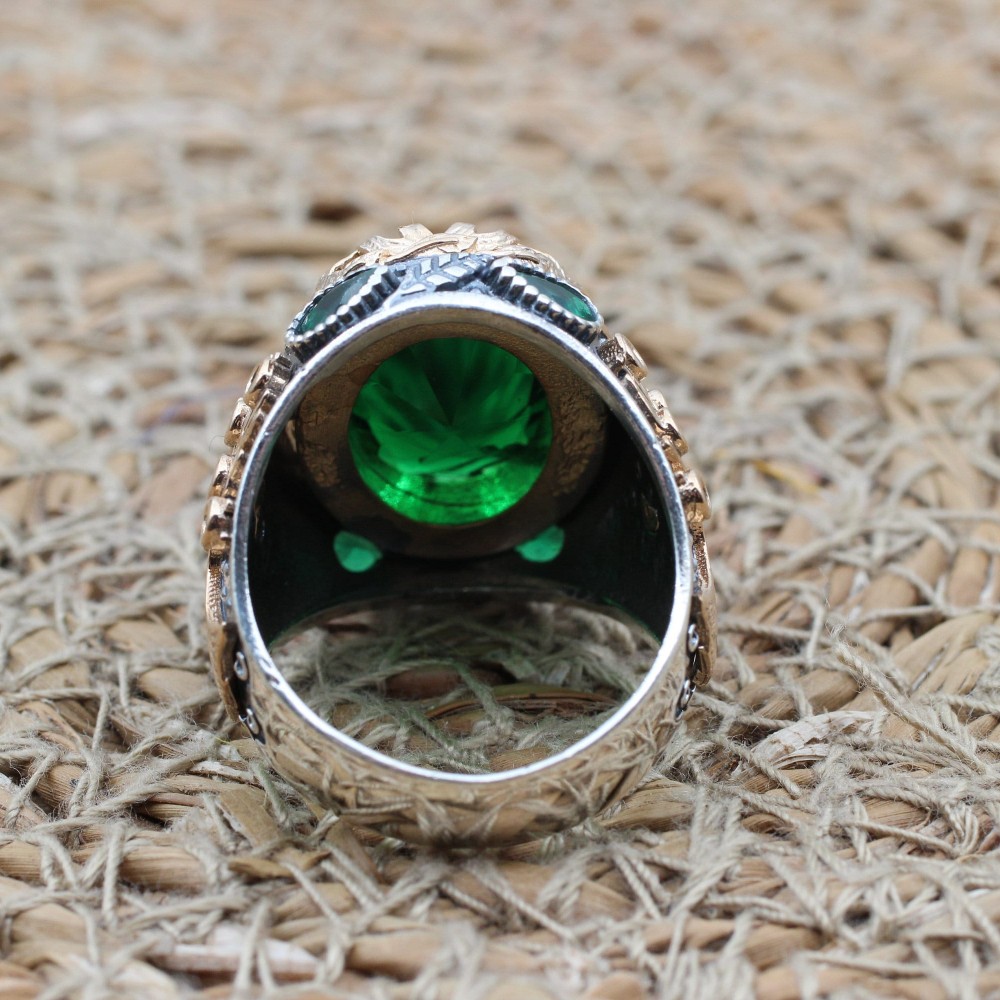 Emerald Men's Ring, Ottoman Men's Ring, Tree Of Life Ring, Turkish Handmade Men's Ring, Men's Jewelry, Gift for Him, 925 Sterling Silver Emerald Men's Ring, Ottoman Men's Ring, Tree Of Life Ring, Turkish Handmade Men's Ring, Men's Jewelry, Gift for Him, 925 Sterling Silver