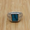 Turquoise Men's Ring, Handmade Ring, Turkish Handmade Silver Men Ring, Ottoman Ring, Men's Jewelry, Gift for Him, 925k Sterling Silver Ring