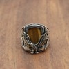 Tiger Eye Men's Ring, Eagle Men's Ring, Handmade Men's Ring, Turkish Handmade Men's Ring, Men's Jewelry, Gift for Him, 925 Sterling Silver