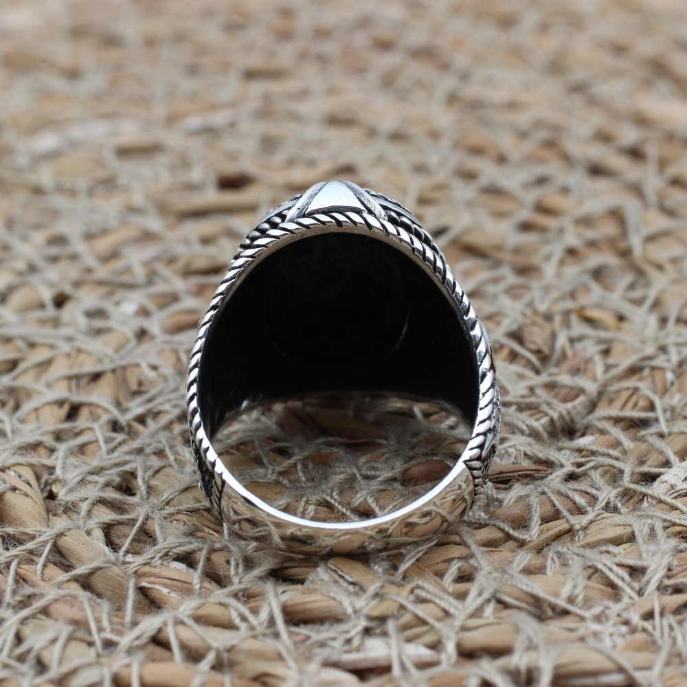Handmade Silver Men's Ring, Onyx Men's Ring, Turkish Handmade Eagle Ring, Men's Ring, Ottoman Mens Ring, Gift for Him, 925k Sterling Silver, Handmade Silver Men's Ring, Onyx Men's Ring, Turkish Handmade Eagle Ring, Men's Ring, Ottoman Mens Ring, Gift for Him, 925k Sterling Silver,