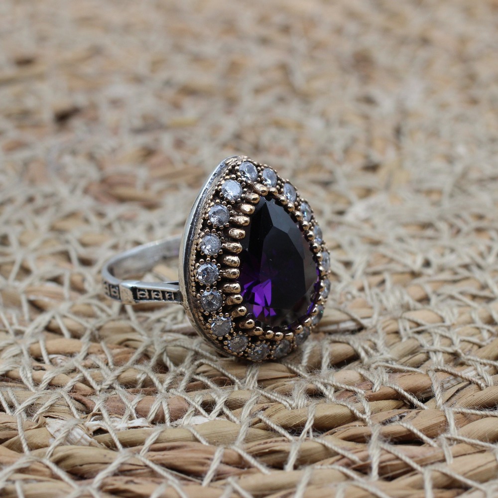 Amethyst Set, Authentic Set, Handmade Set Women, Turkish Handmade, Ladies Jewelry Set, Earring, Pendant, Ladies Set, 925k Sterling Silver