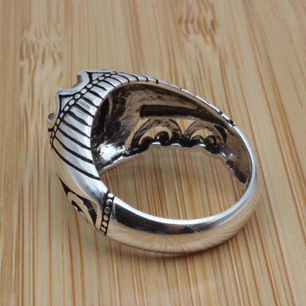 Men's Handmade Ring, Turkish Handmade Ring, Cubic Zircon, Ottoman Men Ring, Amethyst Ring, Men's Jewelry, Gift for Him, 925k Sterling Silver