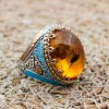 Amber Ring, Men's Handmade Ring, Ottoman Men Ring, Turkish Handmade Silver Men Ring, Yemeni Ring, Gift for Him, 925k Sterling Silver Ring