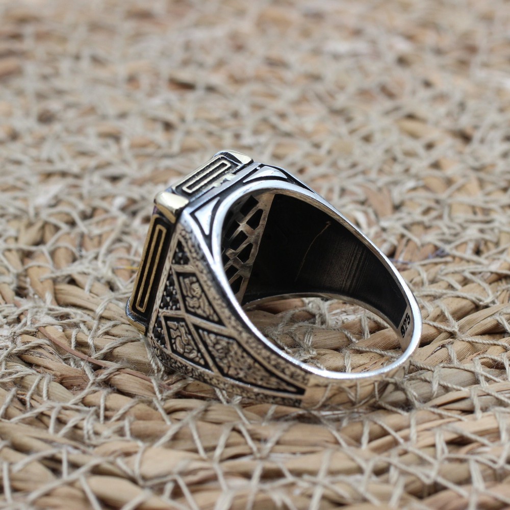 Mystic Topaz Men's Ring, Ottoman Men's Ring, Handmade Mens Ring, Turkish Handmade Mens Ring, Mens Jewelry, Gift for Him, 925 Sterling Silver