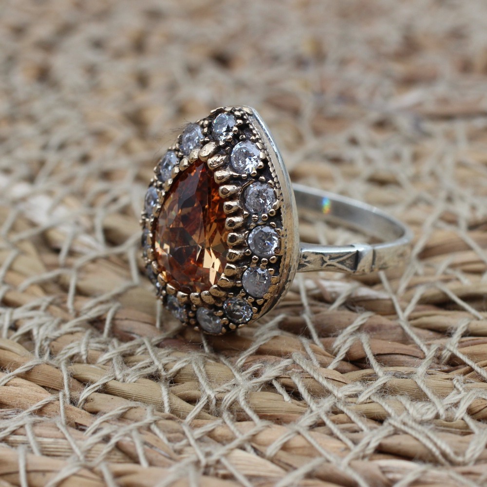 Topaz Ladies Ring, Turkish Handmade Ring, Silver Ladies Ring, Handmade Women Ring, Ottoman Women's Ring, Ladies Ring, 925 Sterling Silver Topaz Ladies Ring, Turkish Handmade Ring, Silver Ladies Ring, Handmade Women Ring, Ottoman Women's Ring, Ladies Ring, 925 Sterling Silver