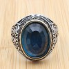 Aquamarine Ring, Turkish Handmade Silver Men Ring, Mens Handmade Ring, Ottoman Ring, Men's Jewelry, Gift for Him, 925k Sterling Silver Ring