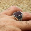Turkish Handmade Silver Mens Ring, Men's Agate Ring, Handmade Ring, Ottoman Men Ring, Men's Jewelry, Gift for Him, 925k Sterling Silver Ring
