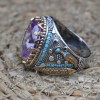 Amethyst Men's Ring, Mens Handmade Ring, Turkish Handmade Silver Men Ring, Ottoman Men Ring, Men Jewelry, Gift for Him, 925k Sterling Silver