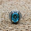 Aquamarine Men's Ring, Ottoman Men's Ring, Handmade Men's Ring, Turkish Handmade Men's Ring, Mens Jewelry, Gift for Him, 925 Sterling Silver