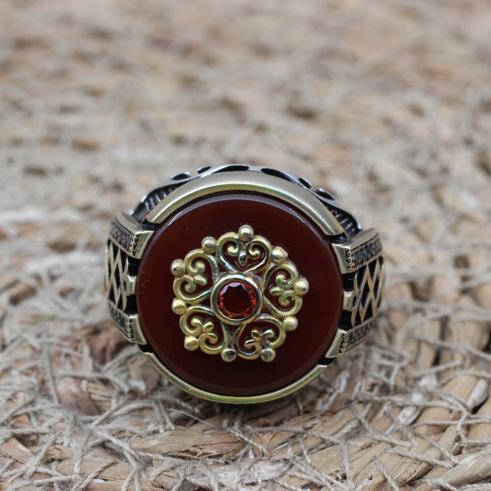 Men's Agate Ring, Handmade Ring, Turkish Handmade Silver Men Ring, Ottoman Men Ring, Men's Jewelry, Gift for Him, 925k Sterling Silver Ring Men's Agate Ring, Handmade Ring, Turkish Handmade Silver Men Ring, Ottoman Men Ring, Men's Jewelry, Gift for Him, 925k Sterling Silver Ring