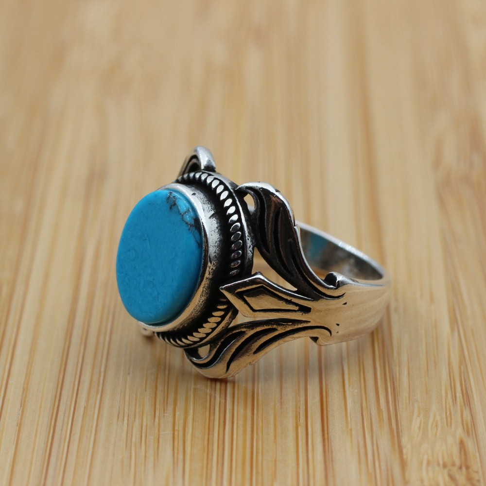 Turquoise Men's Ring, Handmade Ring, Turkish Handmade Silver Men Ring, Ottoman Ring, Men's Jewelry, Gift for Him, 925k Sterling Silver Ring