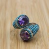 Amethyst Ring, Ladies Ring, Turquoise Ring, Handmade Women's Ring, Turkish Handmade, Authentic Ring, 925 Sterling Silver, Adjustable Ring,