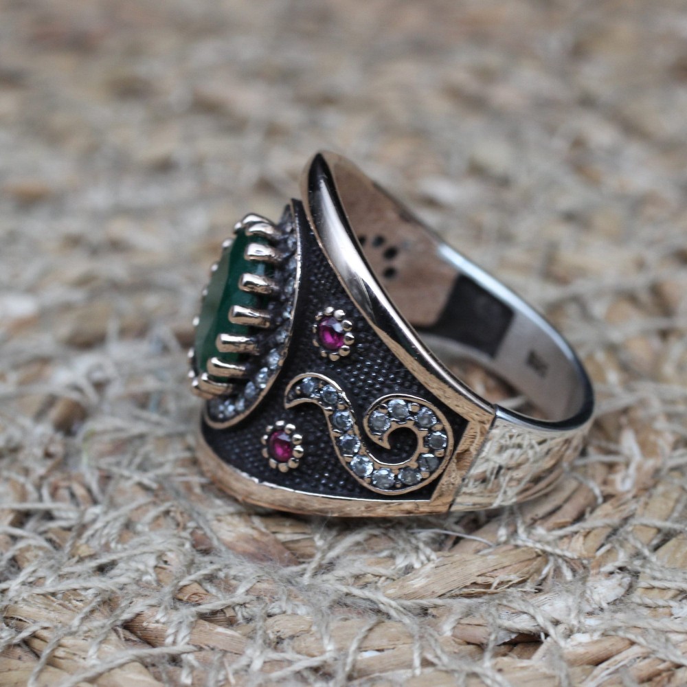 Emerald Ring, Handmade Women's Ring, Turkish Handmade Ring, Authentic Ring, Ottoman Ring, Ladies Ring, 925k Sterling Silver, Gift For Her, Emerald Ring, Handmade Women's Ring, Turkish Handmade Ring, Authentic Ring, Ottoman Ring, Ladies Ring, 925k Sterling Silver, Gift For Her,