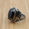Turkish Handmade Silver Men's Ring, Men's Handmade Ring, Men's Ring, Onyx Men's Ring, Ottoman Mens Ring, Gift for Him, 925k Sterling Silver,