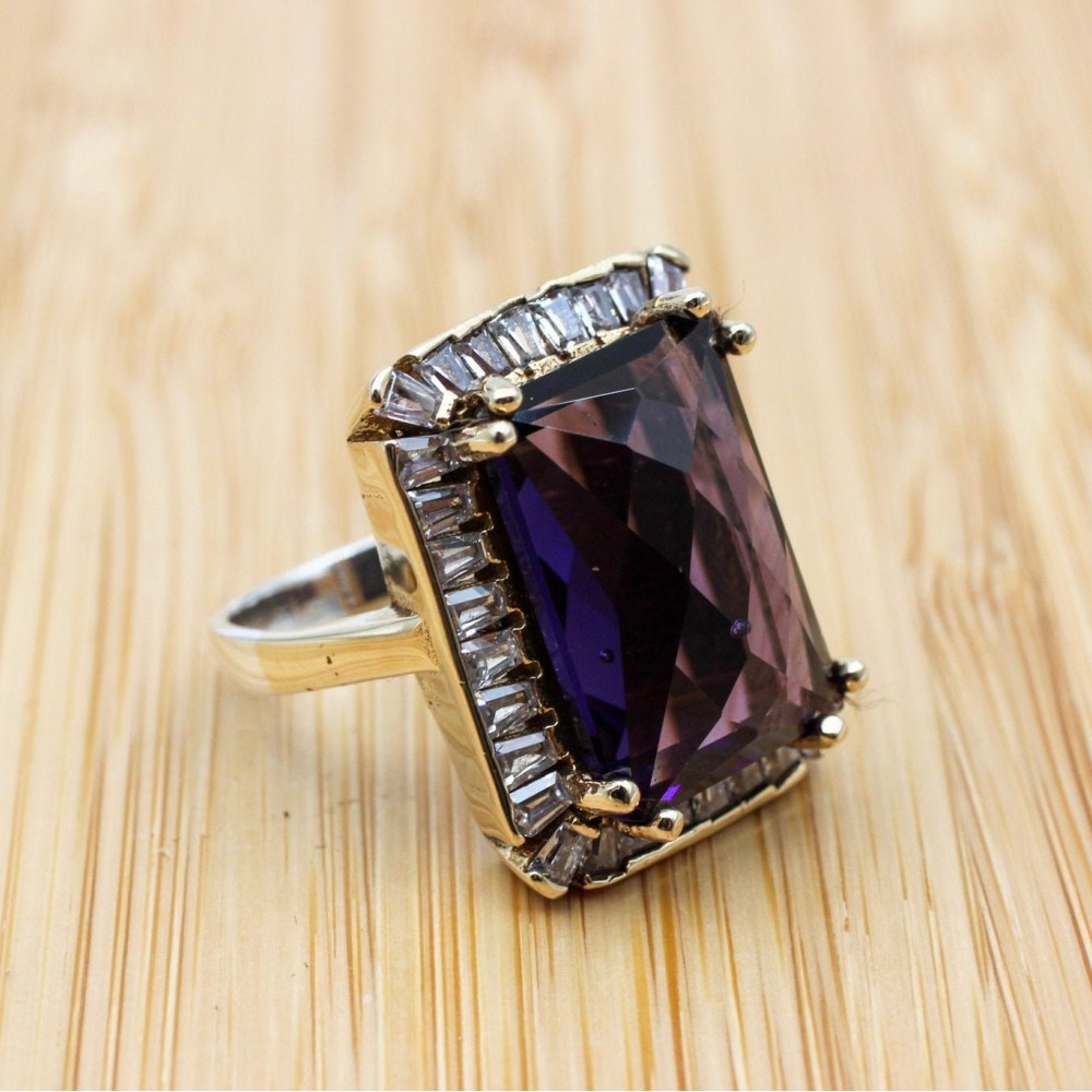Amethyst Ring, Handmade Women's Ring, Turkish Handmade, Silver Ladies Ring, Ottoman Ring, Authentic, Ladies Ring, 925k Sterling Silver Ring,
