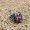 Amethyst Men's Ring, Mens Handmade Ring, Turkish Handmade Silver Men Ring, Ottoman Men Ring, Men Jewelry, Gift for Him, 925k Sterling Silver