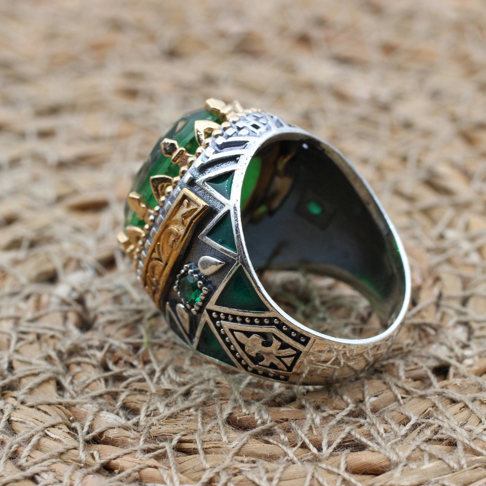 Paraiba Men's Ring, Handmade Men's Ring, Turkish Handmade Silver Men's Ring, Ottoman Ring, Men's Jewelry, Gift for Him, 925k Sterling Silver Paraiba Men's Ring, Handmade Men's Ring, Turkish Handmade Silver Men's Ring, Ottoman Ring, Men's Jewelry, Gift for Him, 925k Sterling Silver