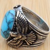 Turquoise Men's Ring, Eagle Ring, Handmade Ring, Turkish Handmade Ring, Ottoman Ring, Men's Jewelry, Gift for Him, 925k Sterling Silver Ring Turquoise Men's Ring, Eagle Ring, Handmade Ring, Turkish Handmade Ring, Ottoman Ring, Men's Jewelry, Gift for Him, 925k Sterling Silver Ring