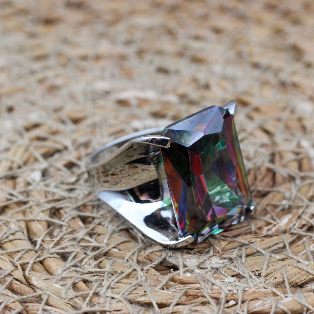 Handmade Women's Ring, Mystic Topaz Ring, Turkish Handmade Ring, Ladies Ring, Ottoman Women Ring, Ladies Ring, 925k Sterling Silver Ring,