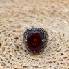 Mens Handmade Ring, Turkish Handmade Silver Men Ring, Ottoman Men Ring, Ruby Ring, Men's Jewelry, Gift for Him, 925k Sterling Silver Ring