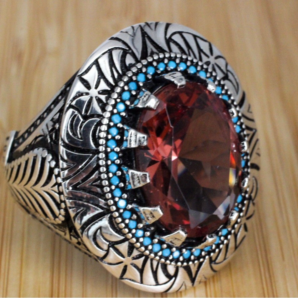 Men's Handmade Ring, Turkish Handmade Silver Men Ring, Ottoman Ring, Alexandrite Ring, Men's Jewelry, Alexandrite, 925k Sterling Silver Ring