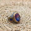 Men's Handmade Ring, Turkish Handmade Men's Ring, Ottoman Men's Ring, Tourmaline Men's Ring, Mens Ring, Gift for Him, 925k Sterling Silver