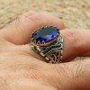 Turkish Handmade Silver Men Ring, Mens Handmade Ring, Ottoman Ring, Sapphire Ring, Men's Jewelry, Gift for Him, 925k Sterling Silver Ring