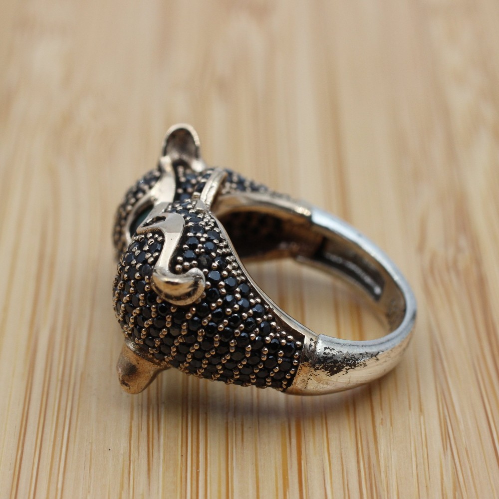 Onyx Tiger Ring, Handmade Women's Ring, Turkish Handmade, Silver Ladies Ring,  Tiger Ring, Ladies Ring, 925k Sterling Silver Ring, Tiger