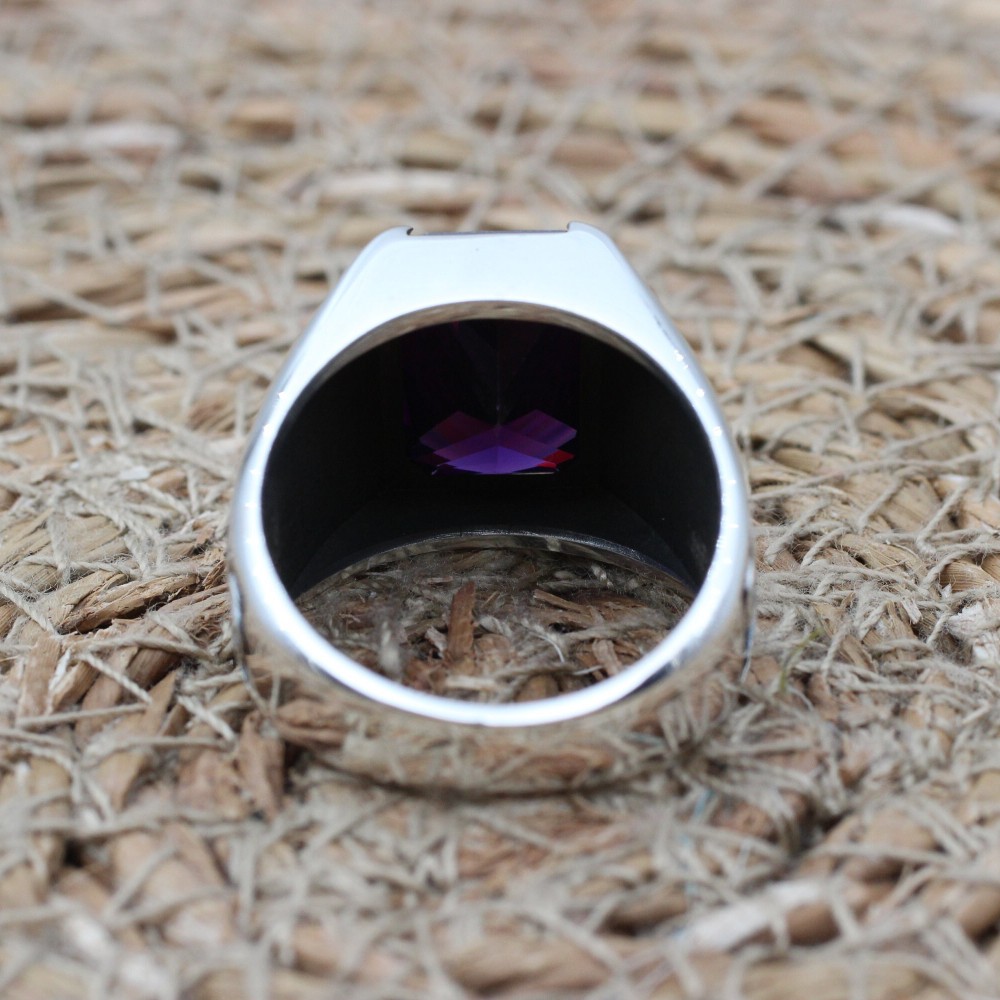 Amethyst Men's Ring, Mens Handmade Ring, Turkish Handmade Silver Men Ring, Ottoman Men Ring, Men Jewelry, Gift for Him, 925k Sterling Silver