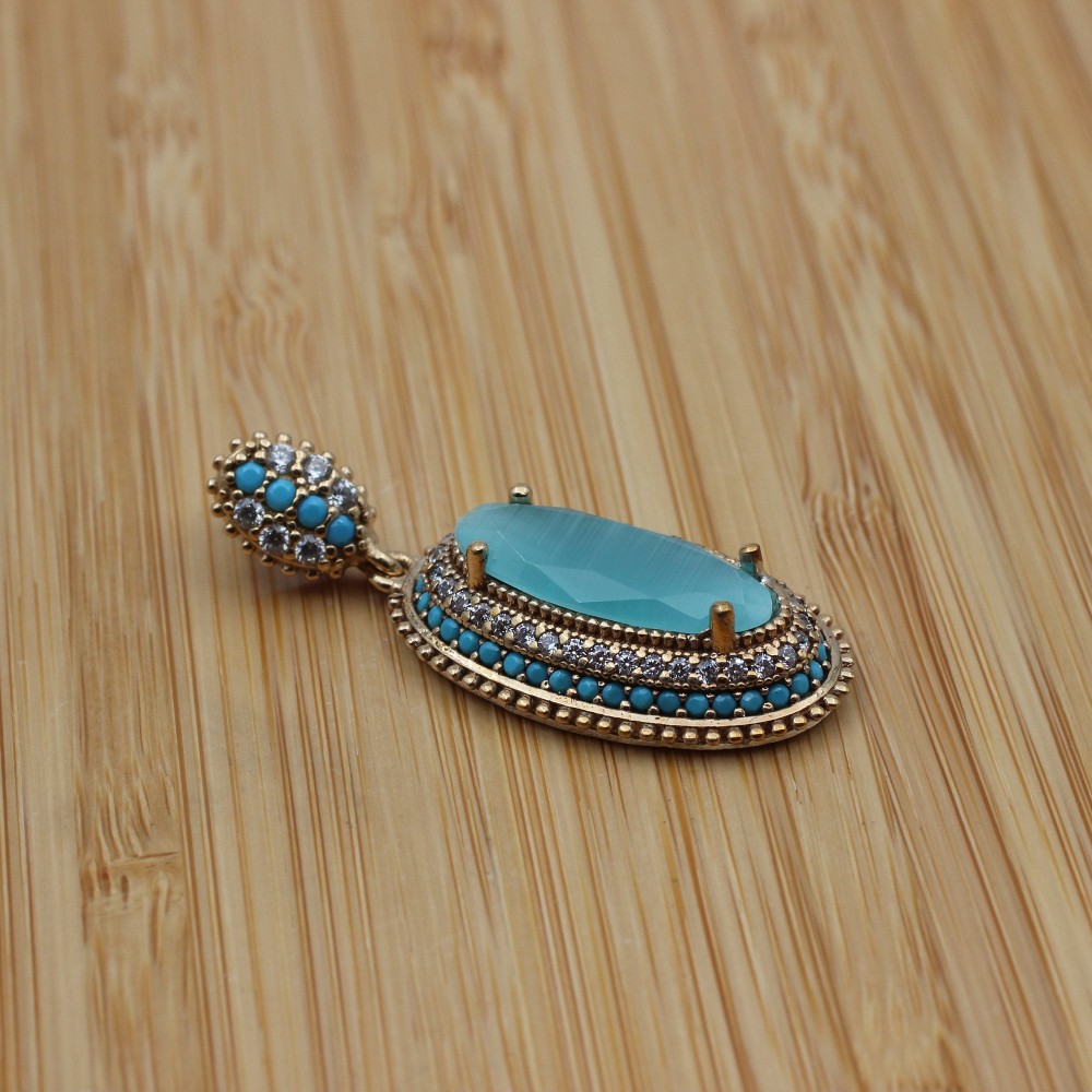 Jade Topaz Set, Authentic Set, Handmade Women Set, Turkish Handmade, Ladies Jewelry Set, Earring, Ladies Set, 925k Sterling Silver, Jewelry,