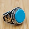 Turquoise Men's Ring, Handmade Ring, Turkish Handmade Silver Men Ring, Ottoman Ring, Men's Jewelry, Gift for Him, 925k Sterling Silver Ring