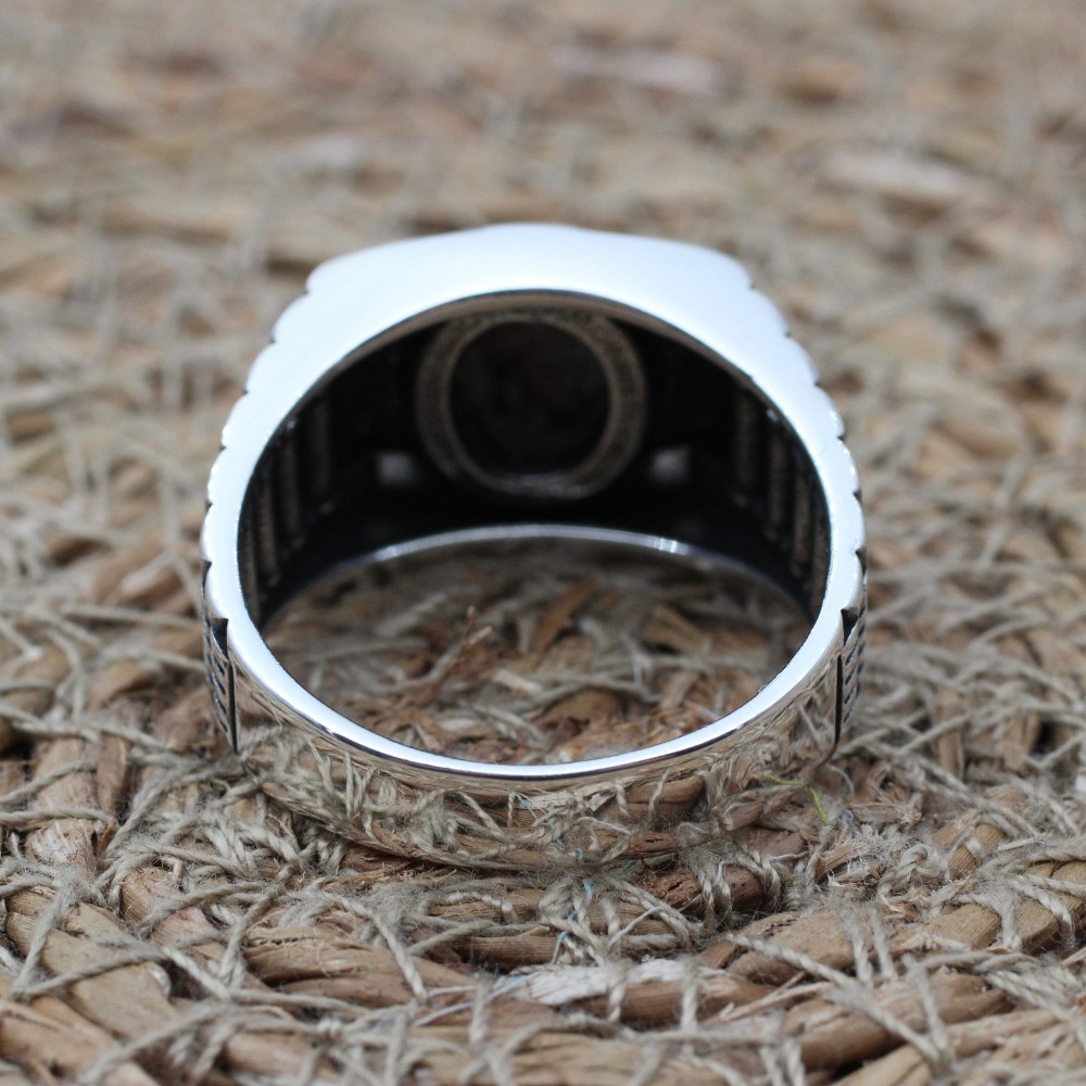 Handmade Silver Men's Ring, Onyx Men's Ring, Turkish Handmade Men's Ring, Men's Ring, Ottoman Mens Ring, Gift for Him, 925k Sterling Silver,