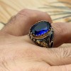 Sapphire Men Ring, Turkish Handmade Silver Men Ring, Mens Handmade Ring, Ottoman Ring, Men Jewelry, Gift for Him, 925k Sterling Silver Ring