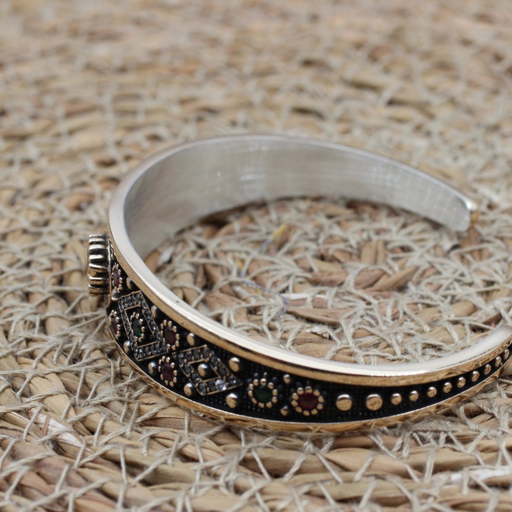 Alexandrite Bracelet, Ottoman Bracelet, Handmade Bracelet, Bangle Cuff, Turkish Handmade, Bangle Bracelet, Gift for Her, 925 Sterling Silver