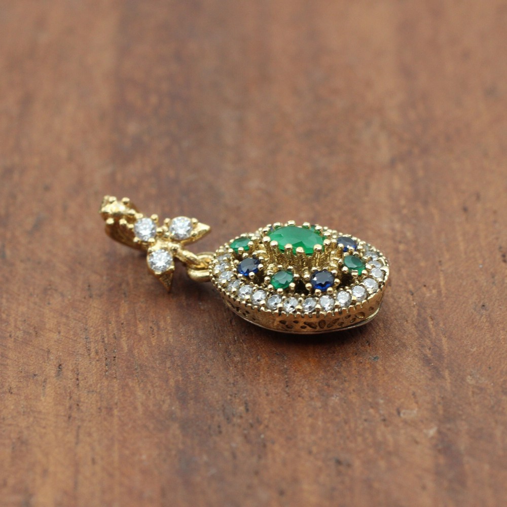 Emerald Set, Authentic Set, Handmade Set Women, Turkish Handmade, Ladies Jewelry Set, Earring, Pendant, Ladies Set, 925k Sterling Silver