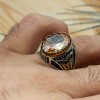 Men's Handmade Ring, Topaz Men's Ring, Men's Ring, Turkish Handmade Silver Men's Ring, Ottoman Mens Ring, Gift for Him, 925k Sterling Silver