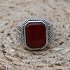 Turkish Handmade Silver Mens Ring, Men's Agate Ring, Handmade Ring, Ottoman Men Ring, Men's Jewelry, Gift for Him, 925k Sterling Silver Ring