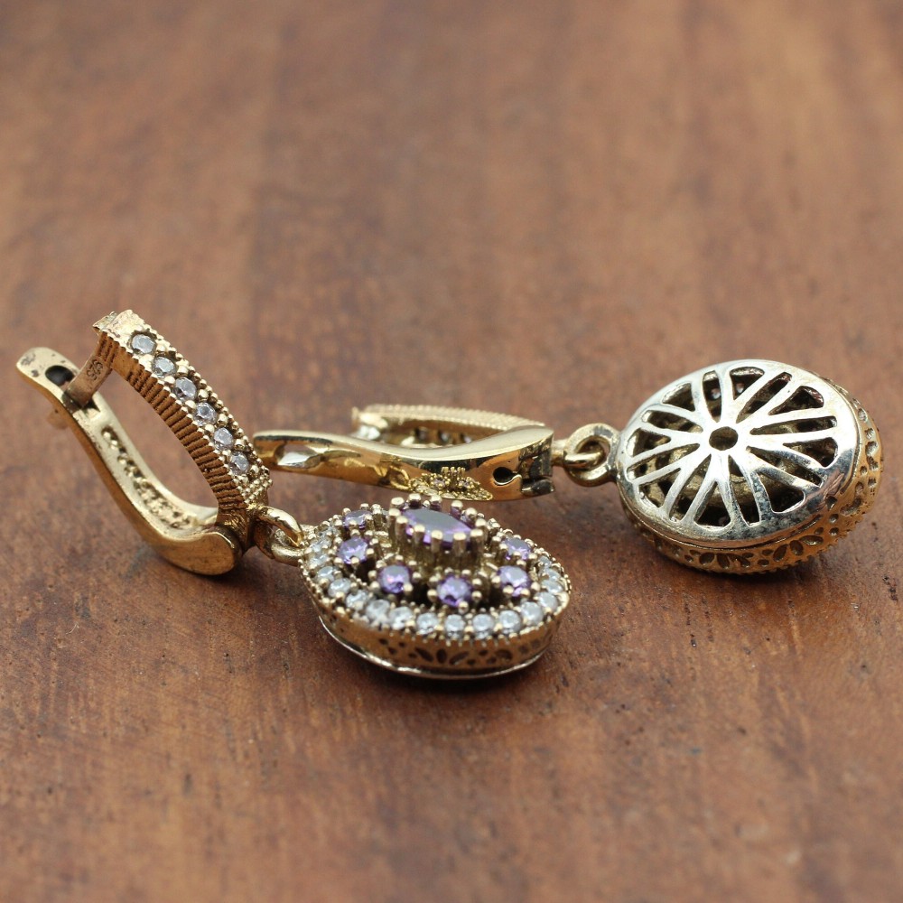 Amethyst Ladies Set, Authentic Set, Handmade Set Women, Turkish Handmade, Ladies Jewelry Set, Earring, Ladies Set, 925k Sterling Silver