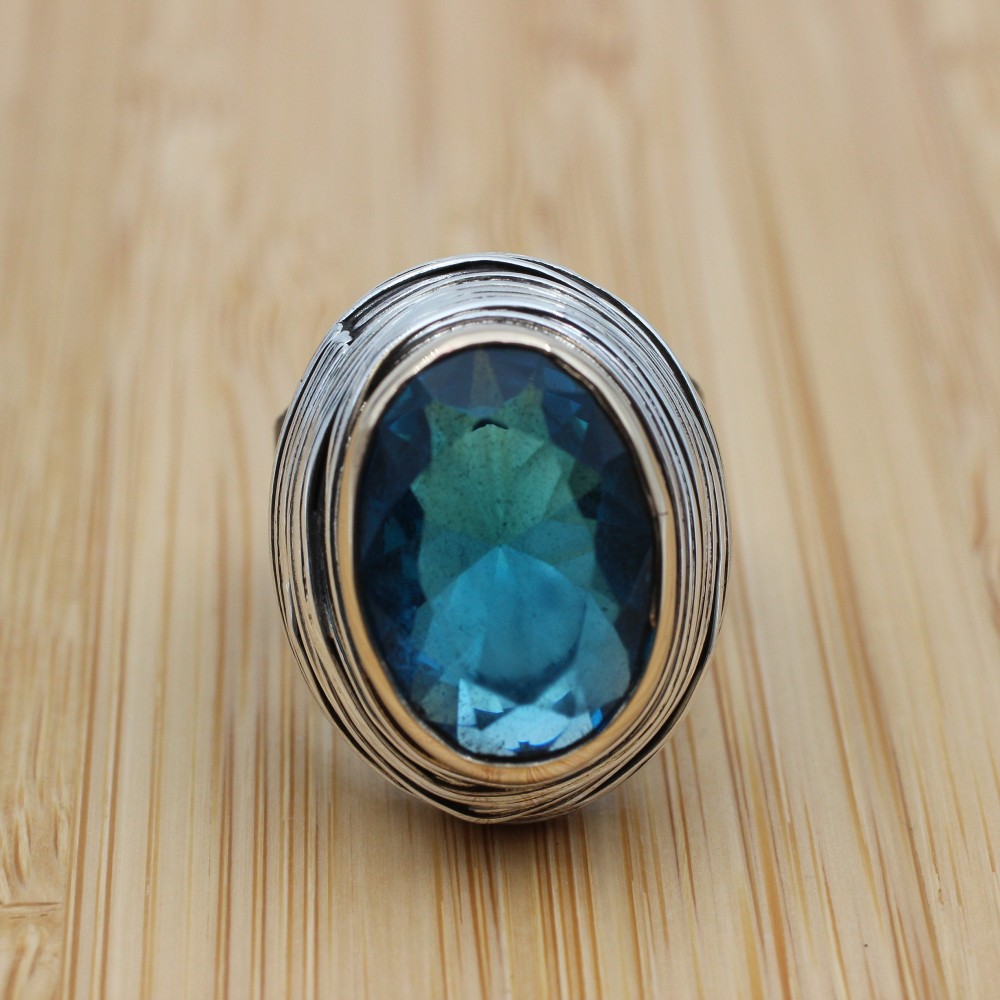 Aquamarine Ring, Handmade Women Ring, Turkish Handmade, Silver Ladies Ring, Ottoman Ring, Bohemian Ring, 925k Sterling Silver, Zircon Ring,