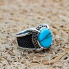Men's Handmade Ring, Yemeni Ring, Turquoise Ring, Turkish Handmade Silver Men's Ring, Ottoman Men's Ring, Gift for Him, 925k Sterling Silver