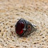 Mens Handmade Ring, Turkish Handmade Silver Men Ring, Ottoman Men Ring, Ruby Ring, Men's Jewelry, Gift for Him, 925k Sterling Silver Ring